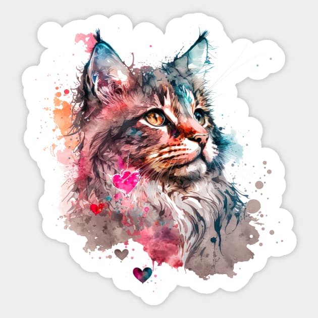 Bundle of love - maine coon kitten/cat - Purr-fect valentines gift for the feline-loving pet lover Sticker by UmagineArts